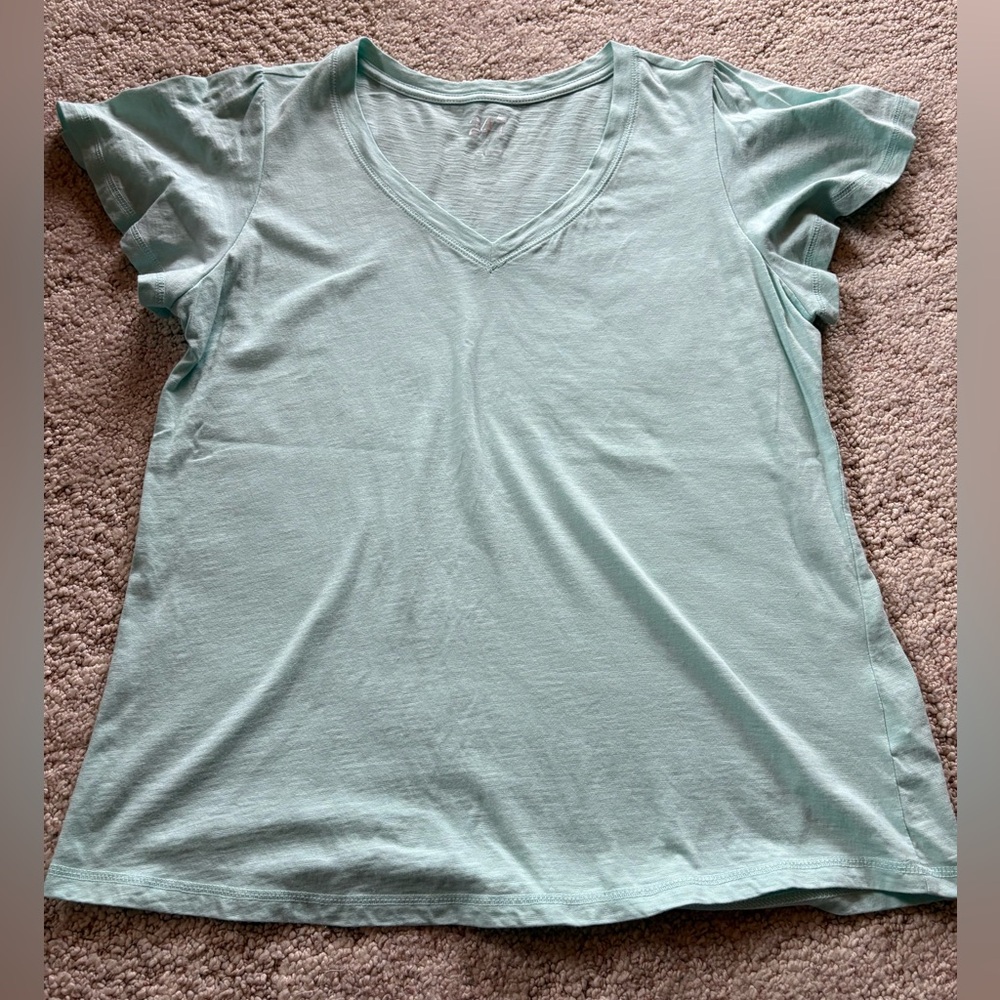 Maurices 24/7 Mint Green V-Neck Short Flutter Sleeve Top